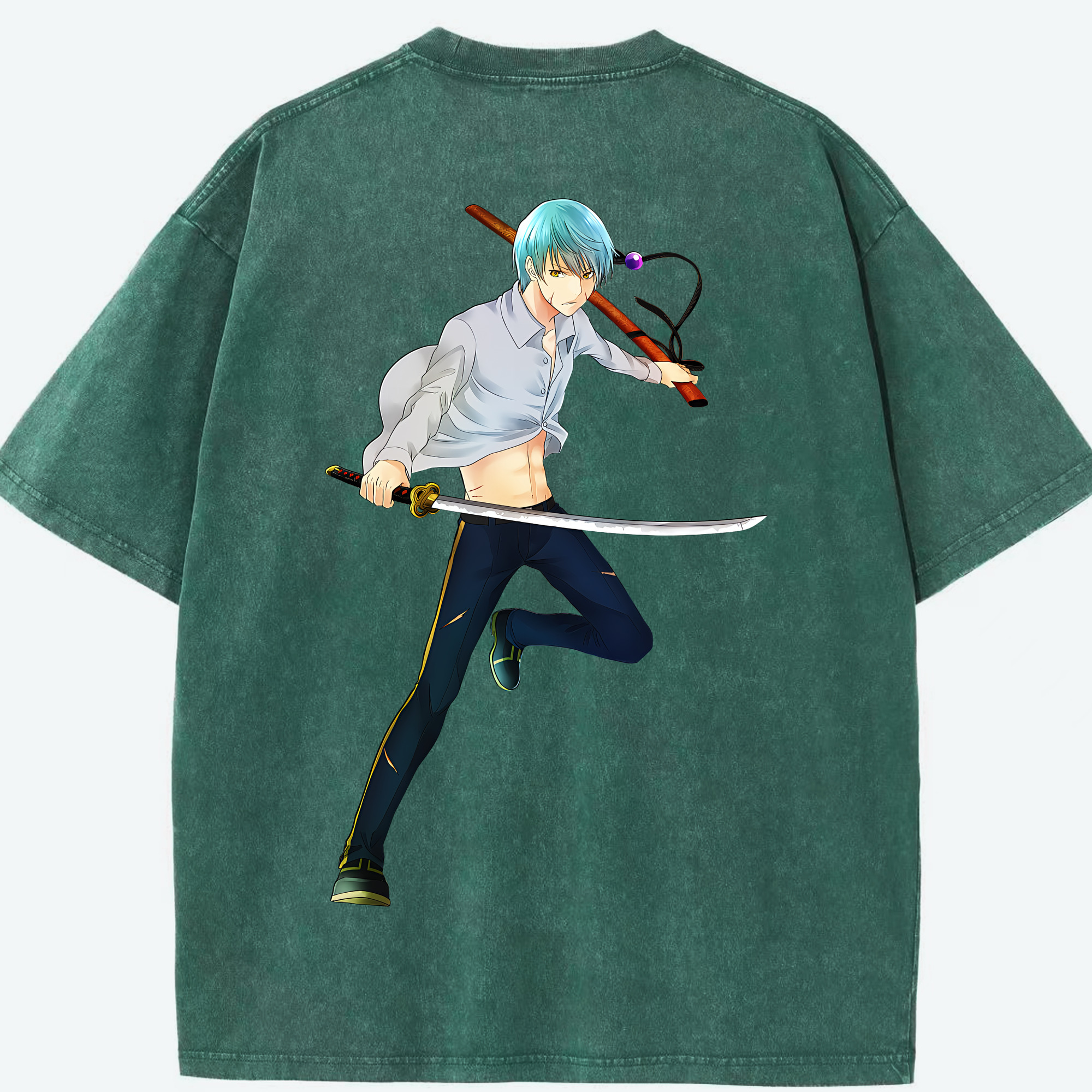 （画像用） 刀剣乱舞 Touken Ranbu 綿100% ヴィンテージ風 半袖Tシャツ（背面プリント）